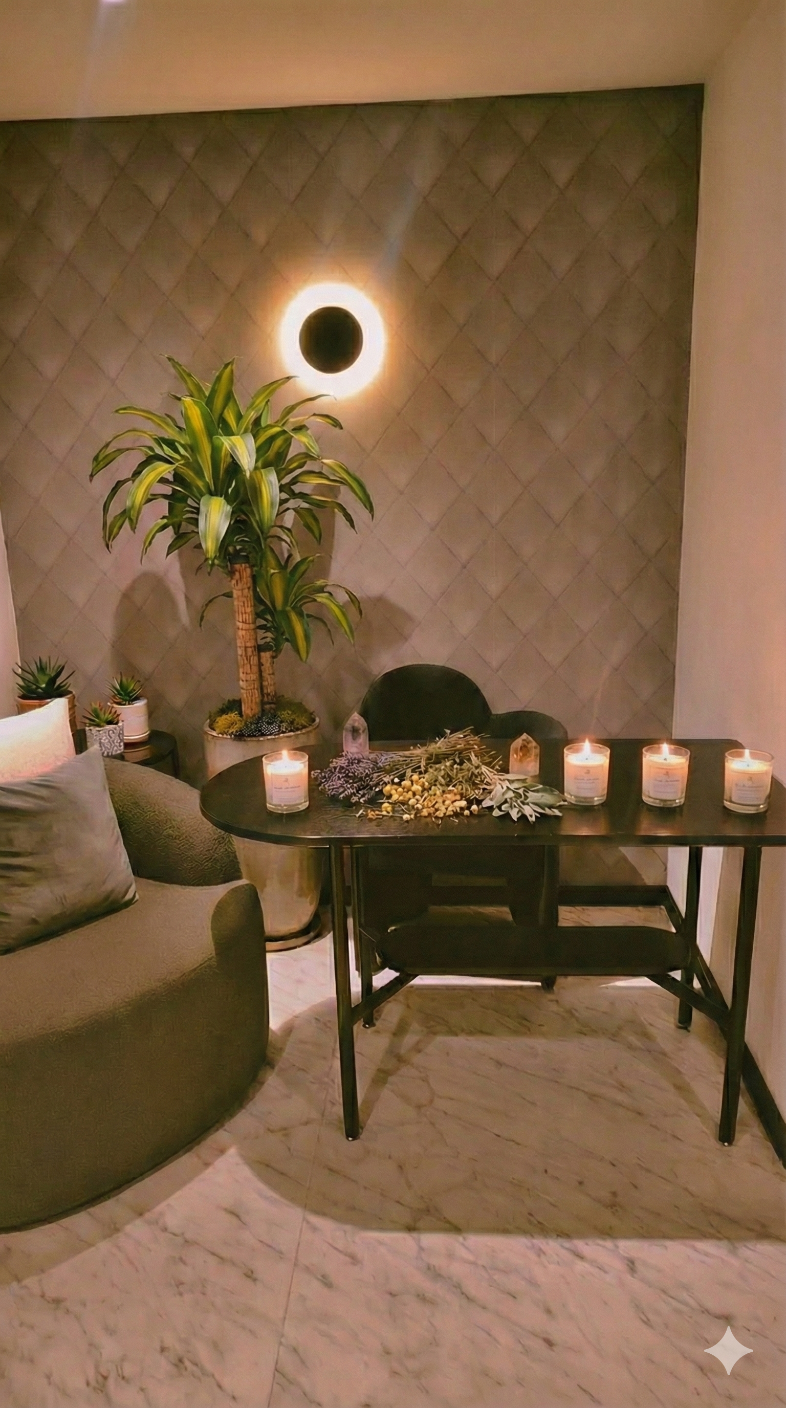 Interior elegante y sereno del spa Ellie Rituals